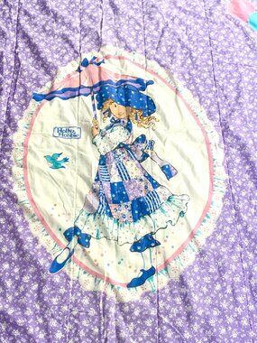 Vintage Holly Hobbie Comforter Blanket Purple Whimsical Animals